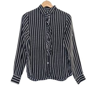 🍩Lauren Ralph Lauren Petite SILK Pinstripe Blouse🍩